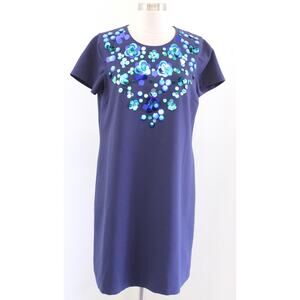 Lilly Pulitzer Havyn Navy Blue 3D Sequin Embellished Shift Dress Size 8